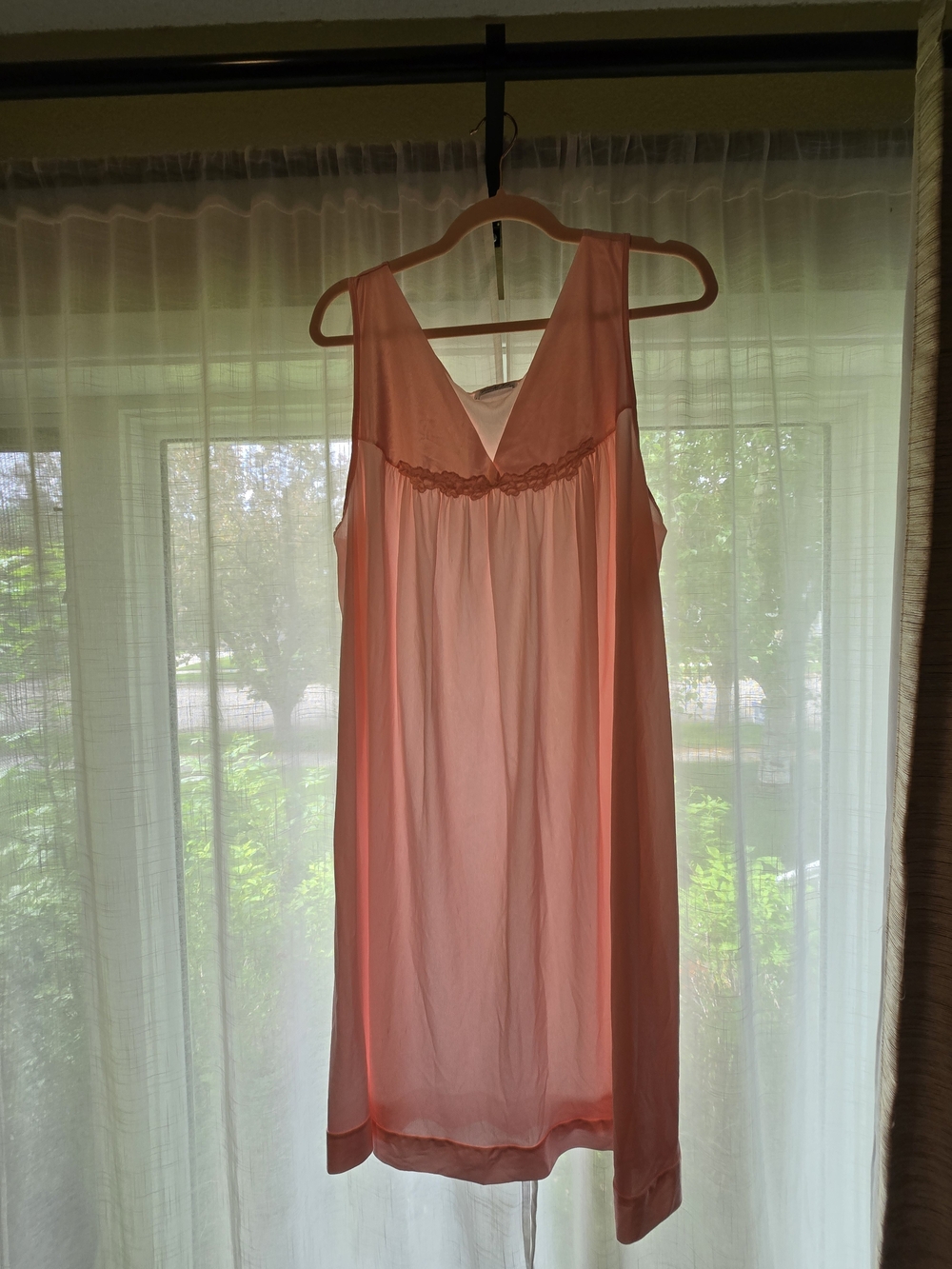 Vanity Fair Pink Slip Nightgown with Lace Accents - Picture 5 of 7